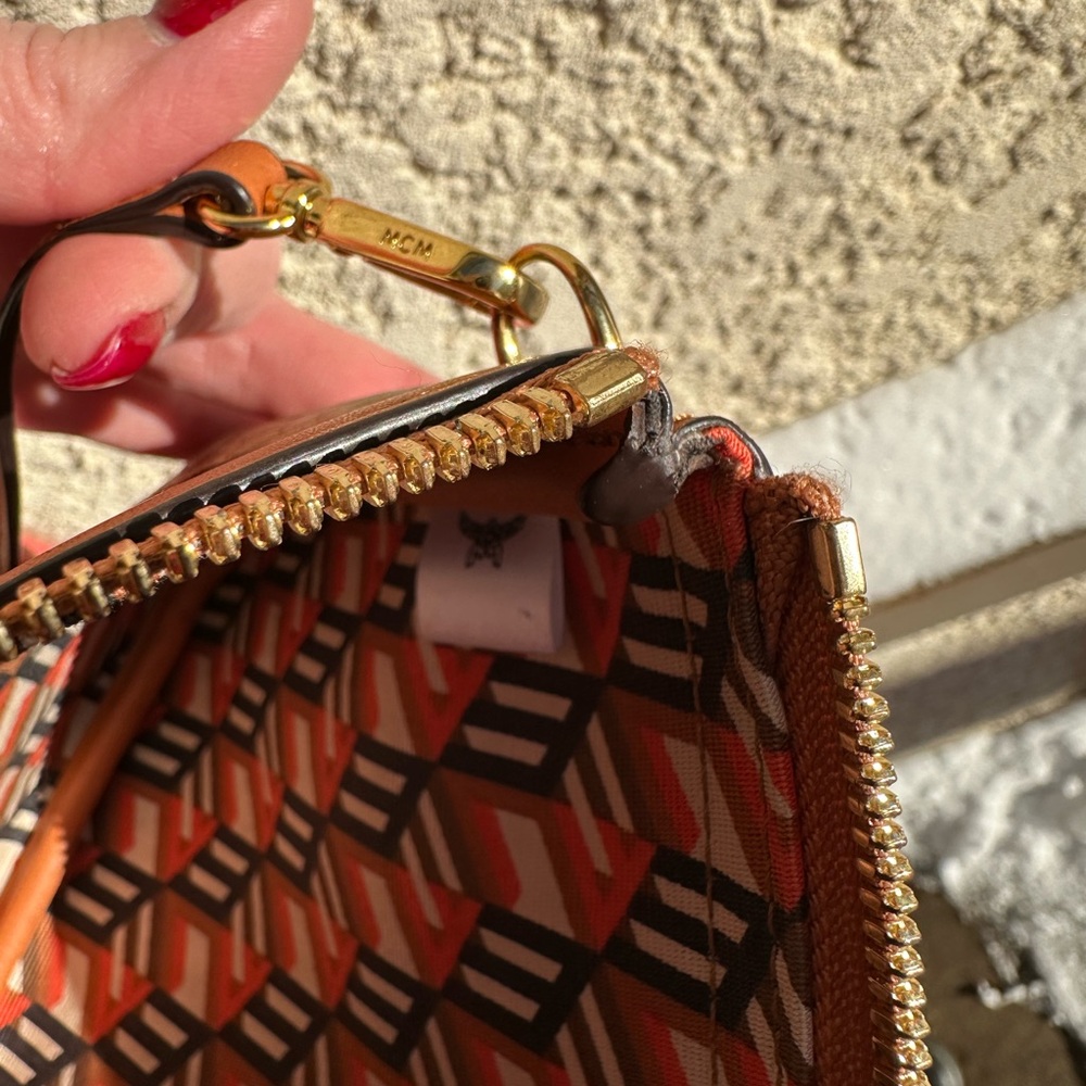 MCM Cognac Visetos Tote Bag with Reversible Geometric interior. Gently used! - Picture 15 of 16